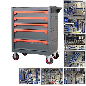 Heavy Duty 5-<b>Drawer</b> <b>Tool</b> Storage Cabinet with Wooden Table Top for Garage Workshop ODM OEM Supported with 526 <b>Tool</b> Sets - Product Image 3