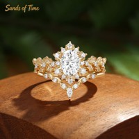Bague en argent 925 style couronne tendance avec grenat de laboratoire et moissanite, production sur mesure en gros pour femmes