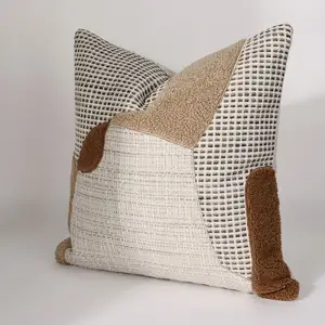 AIBUZHIJIA Original Chic Designer Bed Pillow Cases High-end Home Decor Beige Applique Embroidery Design Cushion Cover