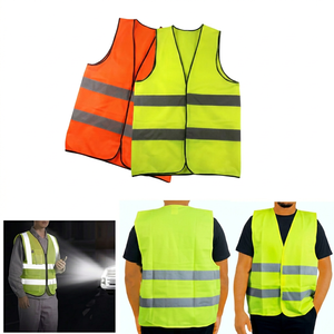 Gilet de sécurité réfléchissant pour homme, jaune-orange, respirant, léger, décontracté, avec bandes réfléchissantes pour le travail, été - Product Image 1