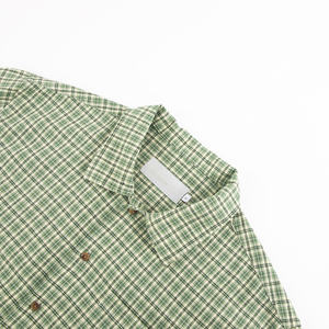 Kafany Garment Staff Clerk Trabalho Uniforme Logotipo Personalizado Vestuário Tecido Verifique Tecido Manga Curta Plaid Botton up Shirt - Product Image 3