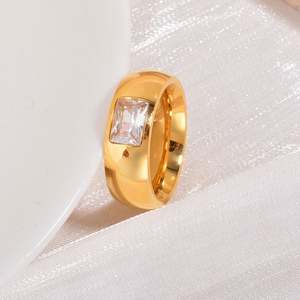 Stainless Steel Wedding Eternity Chunky Gold Dome Crystal <strong>Sovereign</strong> Zircon Gemstone Fashion Jewelry <strong>Rings</strong> - Product Image 6