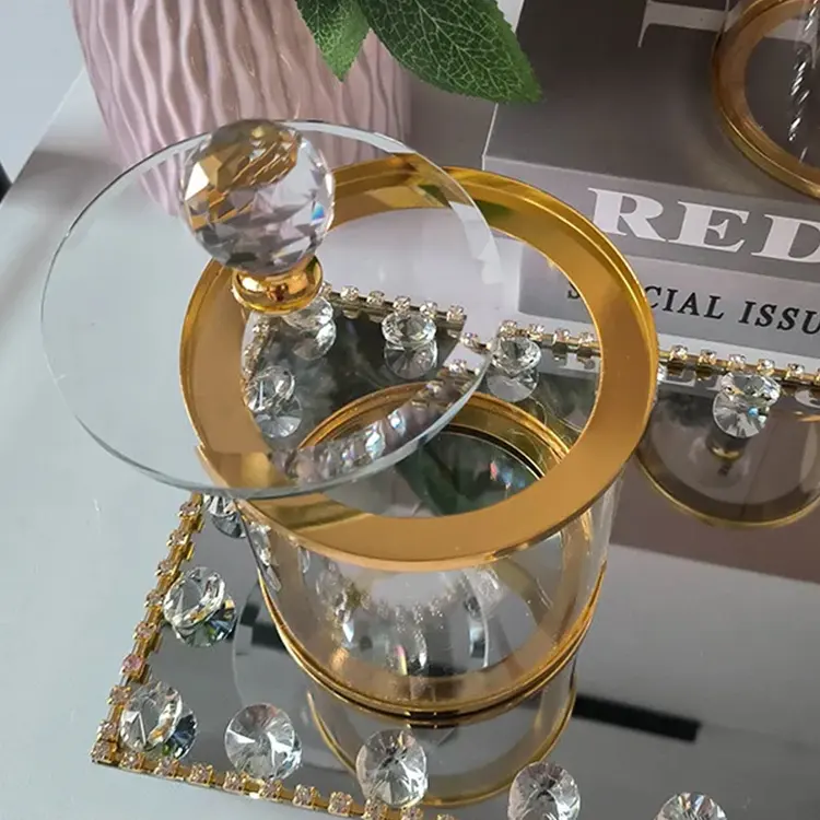 Tarro de cristal transparente dorado creativo para dulces, botella de cristal multifuncional, tarro de almacenamiento, decoración