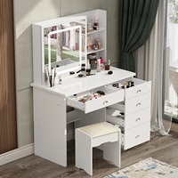 Ensemble de table de maquillage de haute qualité personnalisé avec miroir coulissant et tabouret rembourré