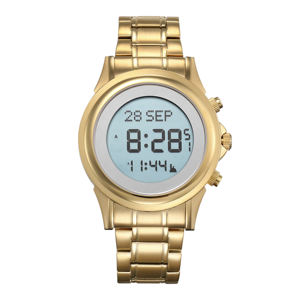 Montre automatique de <span class=keywords><strong>prière</strong></span> musulmane Azan 2017 <span class=keywords><strong>pour</strong></span> les amoureux, couleur or, acier inoxydable, montre islamique - Product Image 3