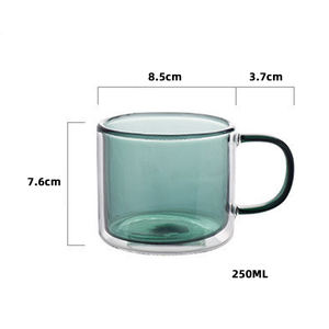 12 oz Glass Insulated Coffee Mug Colored Double Walled <strong>Cups</strong> with Handles Large Coffee Mugs Bulk Sets for Americano Latte <strong>Espress</strong> - Product Image 4