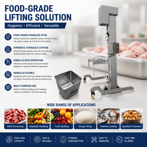 Elevador de Carro Hidráulico de Columna de 200L 300L para Alimentos, Carne, Hamburguesas y Otros Materiales - Equipo de Elevación de Contenedores - Product Image 1
