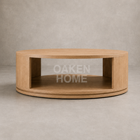 Table basse ronde en chêne massif OAKEN, style américain, pour salon, table basse contemporaine luxueuse, meubles pour la maison