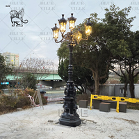 BLVE Jardín al aire libre Paisaje Decoración Parque Luces de calle de metal Postes de lámpara de hierro fundido clásico