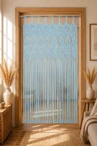 Cortina de Puerta Bohemia de Macramé de Algodón Hecha a Mano con Diseño de Hojas y Cuentas Colgantes, Tamaño Personalizado, Decoración para Sala de Estar y Hogar - Product Image 2