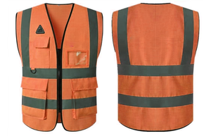 Chaleco de Seguridad Antiestático de Poliéster con Bolsillos y Cinta Reflectante de Alta Visibilidad para Hombres - Uso en Construcción y Estaciones de Servicio - Product Image 3