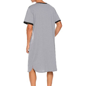 Pijamas de <span class=keywords><strong>Hombre</strong></span> al por Mayor, Ropa de Dormir Informal de Manga Corta con Contraste de Color, Camisón Largo Informal para <span class=keywords><strong>Hombre</strong></span> - Product Image 3