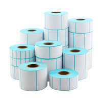 Rollo de etiquetas adhesivas de código de barras térmicas autoadhesivas blancas de 40*70mm, Material de papel impreso, etiquetas adhesivas colgantes para ropa de marca registrada usada