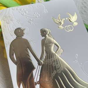 Invitations de mariage haut de gamme avec estampage doré, cartes d'invitation de mariage de haute qualité, exquises et élégantes - Product Image 3