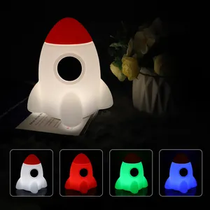 Silicone Night Light Baby Toys RGB Rocket Rechargeable Bedroom Kids Hanging New Productsled Room Night Light