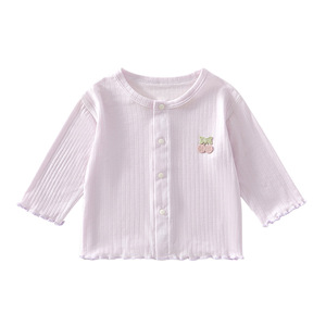 Veste cardigan pour bébé, manches trois quarts, haut respirant unisexe pour nourrissons - Product Image 5