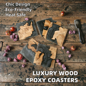 Posavasos Cuadrados de Madera y Resina Epoxi de Lujo Moderno, Alfombrillas de Aislamiento Térmico, Almohadillas de Madera y Resina al por Mayor - Product Image 2