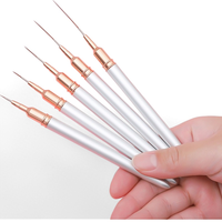 Lot de 5 pinceaux liner pour nail art, manche or rose 7/9/11/15/20mm, pour lignes fines précises et dessin de manucure française
