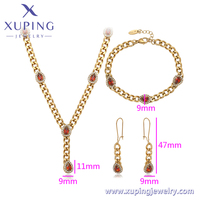 T000730425 xuping bijoux mode populaire élégant animé quotidien romantique cadeau rouge blanc zircon acier inoxydable 14K ensemble de bijoux