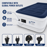 Matelas Gonflable Simple avec Pompe Intégrée, PVC Floqué, Structure Double Couche Ondulée, Portable pour Maison et Camping, OEM