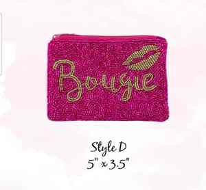 Porte-monnaie perlé fait main avec fermeture éclair et pochette à lettres fantaisie - Product Image 2