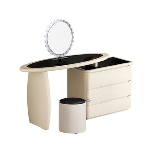 Table de maquillage de luxe avec <span class=keywords><strong>miroir</strong></span> éclairé en bois blanc poli - Product Image 6