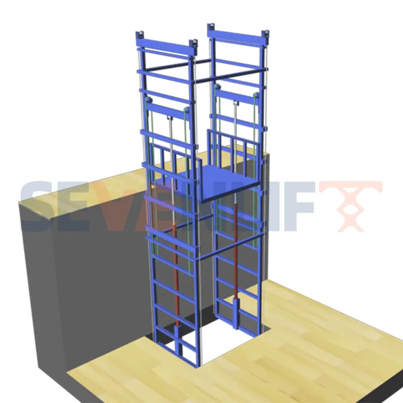 10m 1000kg cargo lift warehouse outdoor verticale idraulico binario di guida montacarichi cargo pallet tavolo elevatore elettrico