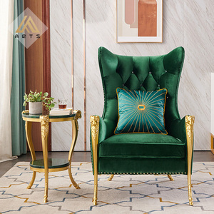 Canapé simple <span class=keywords><strong>de</strong></span> luxe postmoderne à prix abordable <span class=keywords><strong>de</strong></span> l'usine chinoise, en tissu <span class=keywords><strong>velours</strong></span> <span class=keywords><strong>vert</strong></span> avec pieds en acier inoxydable doré, <span class=keywords><strong>fauteuil</strong></span> <span class=keywords><strong>de</strong></span> détente individuel - Product Image 1