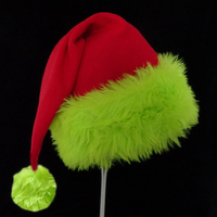 Chapeau de Père Noël en fourrure unisexe avec doublure confortable en tissu non tissé et bord en peluche pour femmes et hommes