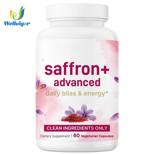 Complément alimentaire avancé au safran, 60 capsules végétariennes, bonheur et énergie quotidiens, ingrédients propres, complément naturel au safran - Product Image 1