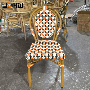 Chaise de <span class=keywords><strong>bistrot</strong></span> <span class=keywords><strong>en</strong></span> aluminium pour restaurant commercial, café, terrasse, style <span class=keywords><strong>bistrot</strong></span> français, chaise de <span class=keywords><strong>bistrot</strong></span> <span class=keywords><strong>en</strong></span> rotin PE à motif bambou pour extérieur - Product Image 5