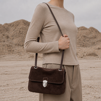 Cuir Suédé Véritable Sac à Main Femme Bandoulière Luxe Silencieux Élégant Sac Design Minimaliste Usage Quotidien Décontracté