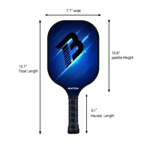 Baton OEM Pickleball Paddle Capa Quadrada Pickleball Paddle Raquete 4 Jogadores Fibra De Vidro Fibra De Carbono