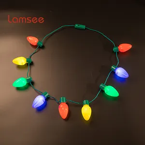 2022 Light Up Flashing Party Suppliers Necklace LED Light Bulbs for Kids Adults Xmas Lights Christmas LED Necklace