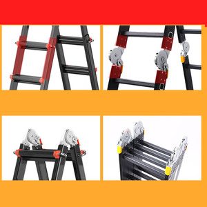 Sơn gấp màu đen Thang nhôm di động đa năng nhôm có thể gập lại - Product Image 6