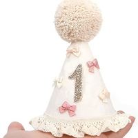 Sombrero de Cumpleaños con Lazo para Niñas, Estilo Boho, Corona Rosa para Bebé, Decoración para Celebrar el Primer Cumpleaños