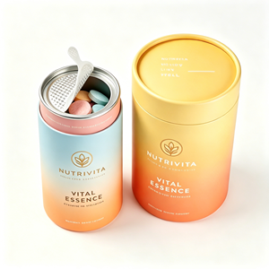 High Quality Custom Gradient Vitamin Paper Tube Packaging with Peel Off Lid Luxury Food Grade Supplement Canister Custom Logo - Product Image 2