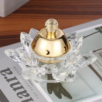 Support à bougie et brûleur d'encens 2-en-1 en verre de luxe, design moyen-oriental à facettes haute clarté, fait main, élégant, pour la décoration intérieure