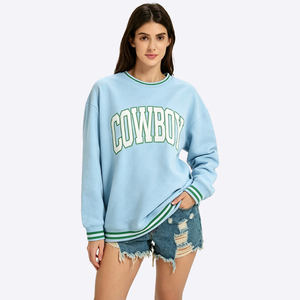 <span class=keywords><strong>Sweat</strong></span>-shirt surdimensionné à col rond pour <span class=keywords><strong>femme</strong></span>, à manches longues, avec logo personnalisé, motif à carreaux et pois, broderie de lettres, vente en gros - Product Image 1