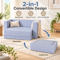 Canapé-lit pliant compact, housse lavable amovible, mousse compressible, canapé lounge 2 places pour chambre d'amis & maison