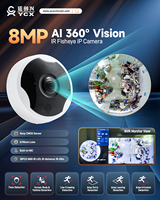 Kamera Jaringan Fisheye IR Panorama 8MP, Plug and Play pada Multi NVR, Kamera IP POE Fisheye, Tampilan 360 °   Slot SD Audio Dua Arah