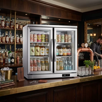 Mini-réfrigérateur de comptoir OEM, refroidisseur de boissons avec 2 portes vitrées en acier inoxydable pour bar arrière/pub