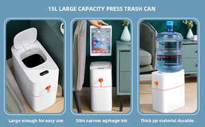 JOYBOS Thùng Rác Phòng Tắm Cảm Biến Chuyển Động Thùng Rác Tự Động Cho Nhà Bếp 15L Thùng Rác Thông Minh Không Thấm Nước Mỏng Bằng Nhựa - Product Image 6