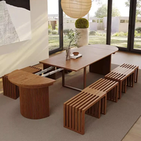 Table à manger extensible moderne de style nordique, avec structure en contreplaqué massif, couleur noire, transformable, disponible en différentes tailles, pour salle à manger
