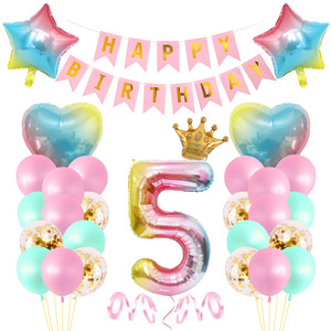 <span class=keywords><strong>Set</strong></span> di <span class=keywords><strong>compleanno</strong></span> per bambini con pellicola in alluminio <span class=keywords><strong>arcobaleno</strong></span> gradiente da 18 pollici con tema sirena. - Product Image 5