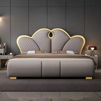 Ensemble de chambre à coucher chinois traditionnel de luxe avec grand rangement, lit double king size, design princesse française, meubles de maison en bois antique