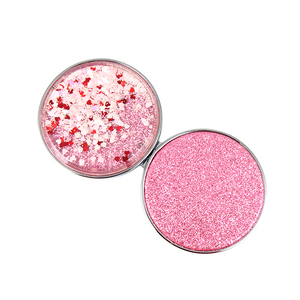 Mini miroir compact rond rose à paillettes flottantes en forme de cœur, double face, en verre HD, pliable, pour maquillage, vente en gros - Product Image 4