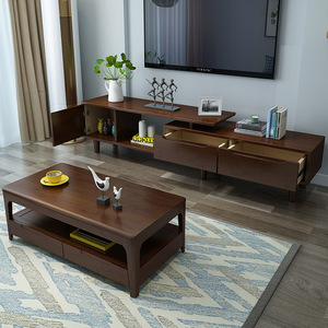 Nordic Solid Wood Tv Cabinet With Drawers Extendable <b>Coffee</b> <b>Table</b> Combination Living Room Furniture Storage - Product Image 3