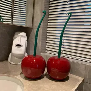 Strumento per la pulizia del bagno della famiglia ciliegio scopino per WC in plastica rotonda in plastica scopa per la pulizia del bagno