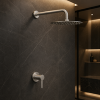 Ensemble de robinetterie de douche murale compacte KEMEN en acier inoxydable 304 durable, sans plomb, finition brossée, fonction simple